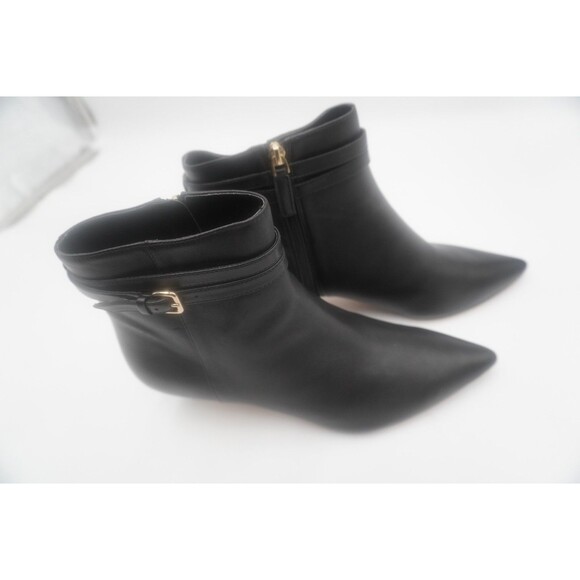 TALBOTS Iona Black Buckle Kitten Heel Pointed Toe Ankle Bootie Side Zip Size 9M - Picture 13 of 13